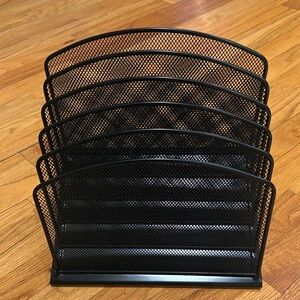 Black Mesh Tiered Desk Organizer - 5 openings